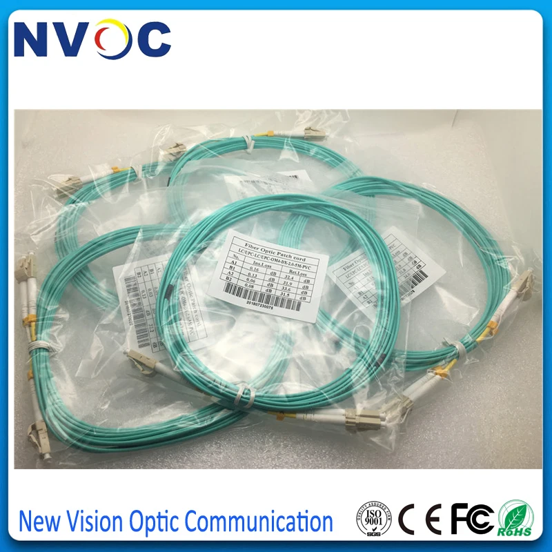 15 шт./лот LC/Φ/UPC OM4 5M Multimode 2 мм PVC дуплексный волоконно оптический джампер шнур для