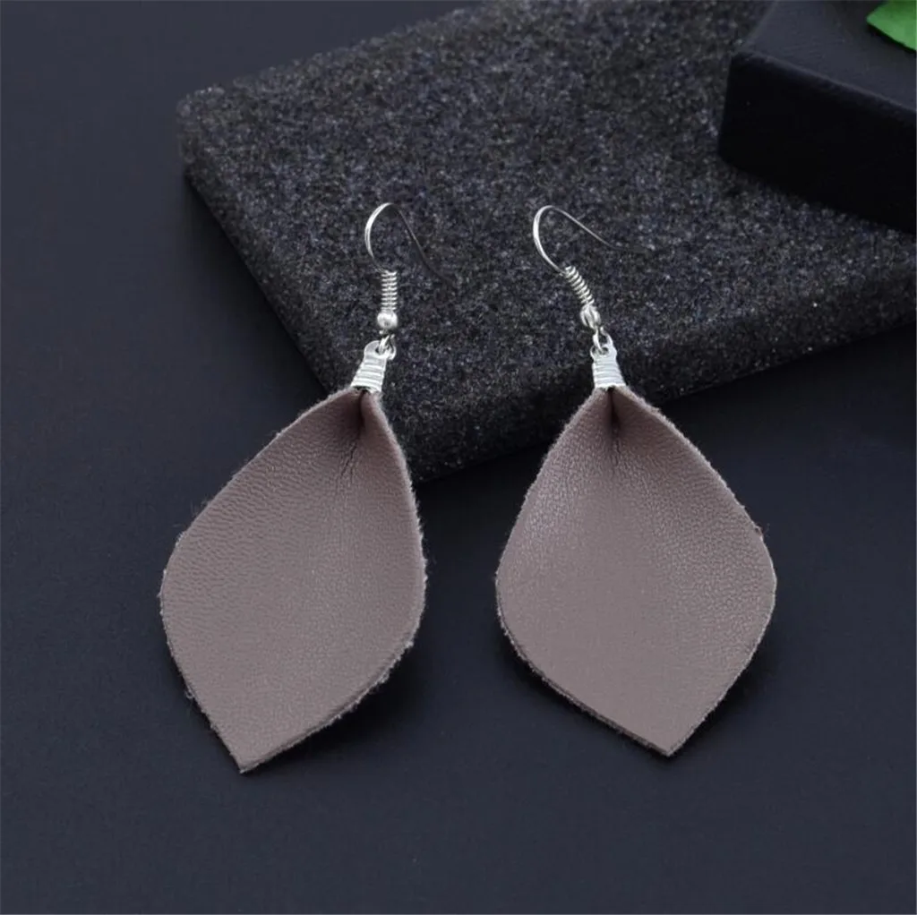 2019 Новый сезон: весна–лето лист кожаный чехол слеза богемные серьги с подвесками