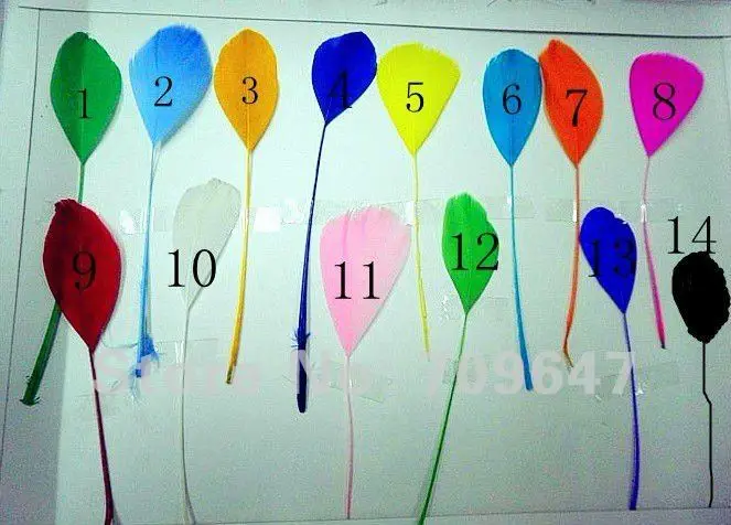 Шлейфы! 200 шт./лот! 10 18 см #14 видов цветов разделенные гусиные сатинированные перья