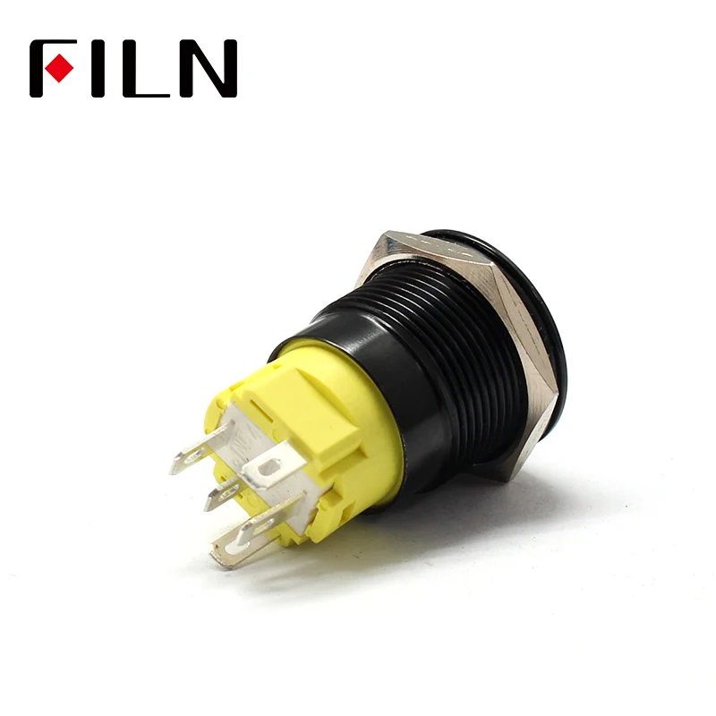 Светодиодный металлический кнопочный переключатель в черном корпусе 19 мм 12