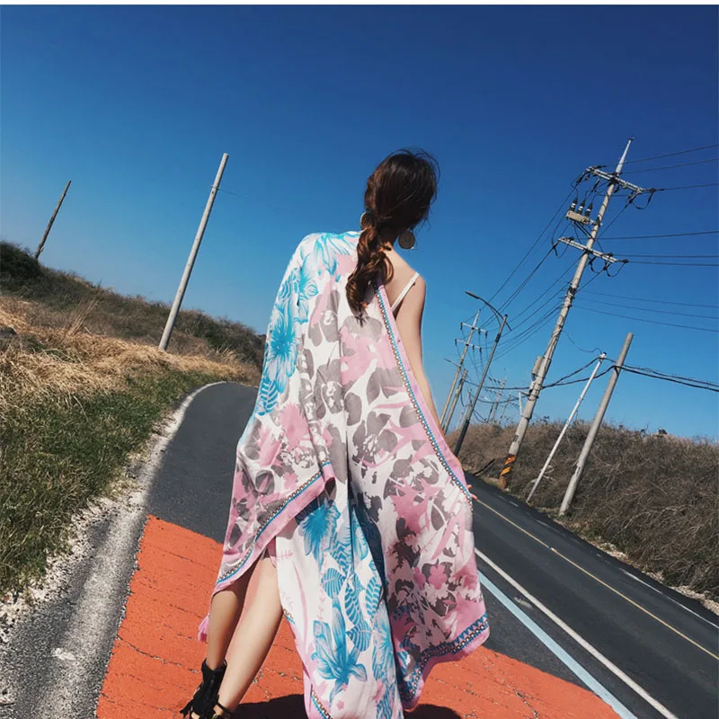 Для женщин шарф из искусственного шелка пляж шаль Весна-осень осенний в клетку