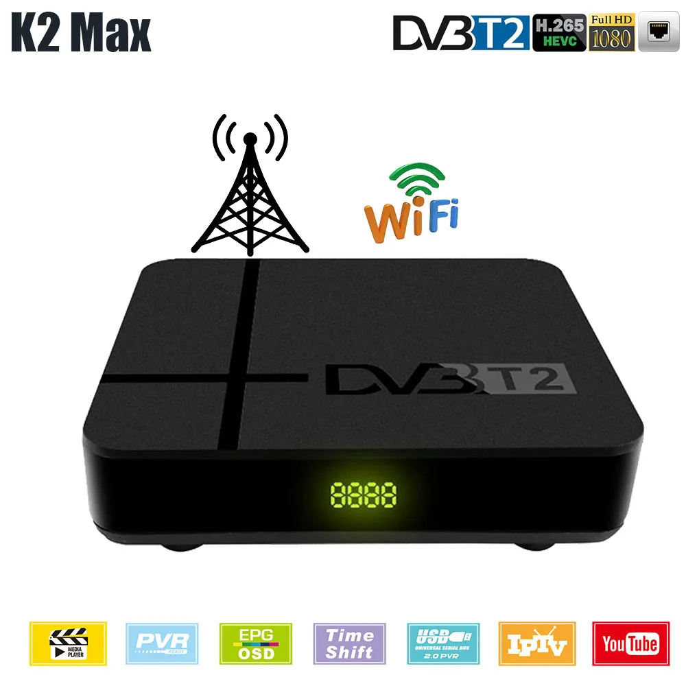 ТВ тюнер K2 Max DVB T2 с поддержкой IP TV H.265 RJ45 сетевой спутниковый приемник Full HD