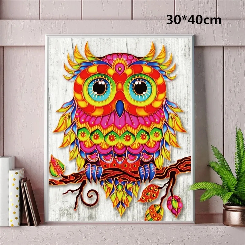 Специальная форма, частичная, 5D DIY Алмазная картина животное, алмазная вышивка, "Сова", вышивка крестиком, 3D, DIY диамонт аксессуары - Цвет: Фиолетовый