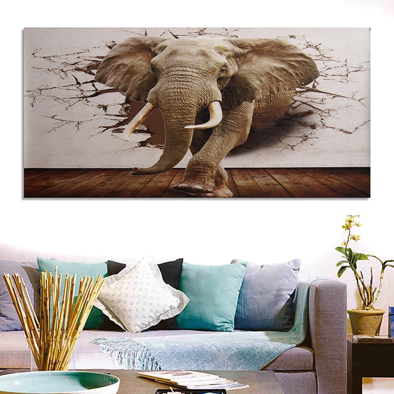 JX-LCLYL 3D Huge Silk Elephant Wall Sticker Mural Roll Modern Background Home Decor | Дом и сад