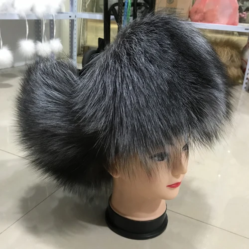 sliver fox Хит, зимняя Новинка, мужская шапка из натурального Лисьего меха, шапка из натуральной кожи, Повседневная теплая мягкая шапка из натурального Лисьего меха, шапка-бомбер s - Цвет: sliver fox