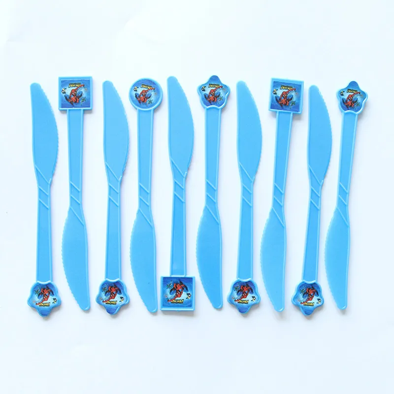 Knife 10pcs Человек-паук с днем рождения украшения Дети одноразовые посуда тарелка скатерть чашки, ребенок, душ партия поставок пользу - Цвет: Knife 10pcs