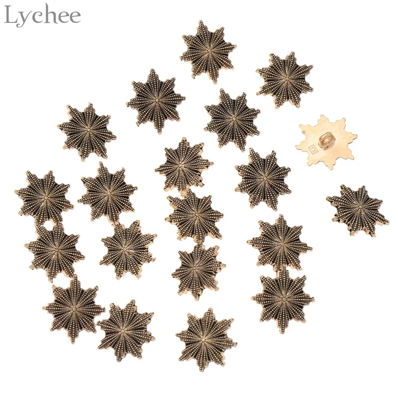 Lychee жизни 20 шт./компл. Винтаж Снежинка металлические пуговицы с хвостовиком нерегулярные швейные пуговицы для одежды DIY ручной работы