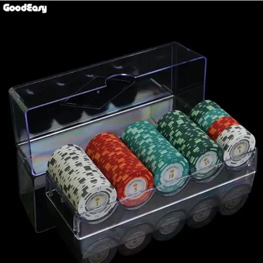 покерный набор в кейсе 100 шт. чипов для покера с акриловой коробкой 14 г глиняных