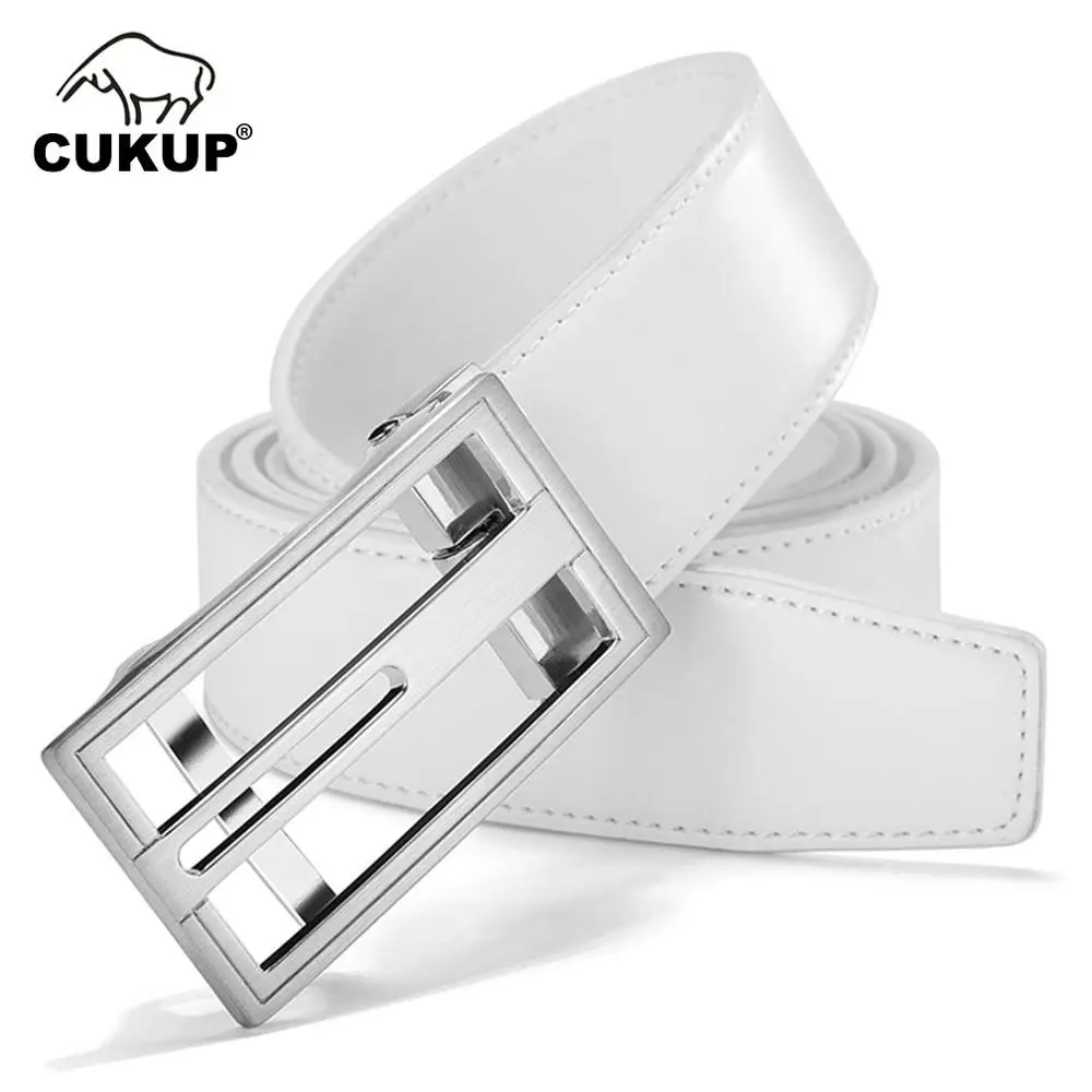 CUKUP качественные мужские белые ремни из натуральной коровьей кожи модный
