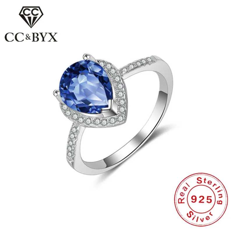 CC Rings For Women Sterling Silver 925 Water Drop Shape Luxury Jewelry Bridal Wedding Engagement Bijouterie Accessories CC827a