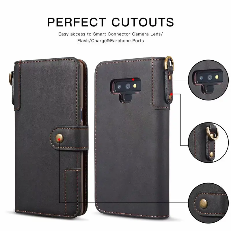 Luxury Retro Cowhide Leather Case For Samsung Galaxy Note 9 8 wallet case Filp Stand Back Cover protection Phone Bag Capa | Мобильные