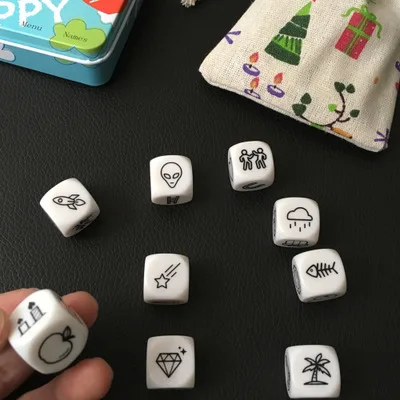 9 pcs Dice Telling Story with Bag Story Dice Game English Instructions Family/Parents/Party Funny Imagine Magic Toys
