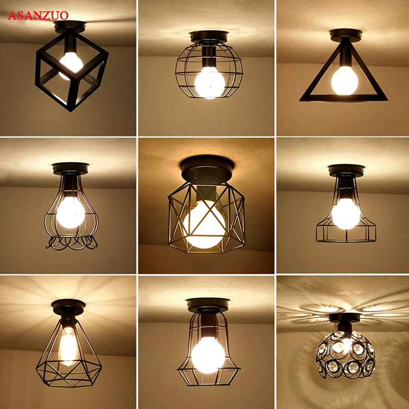 Винтажная Потолочная люстра Lustre Luminaria Светодиодная потолочная лампа Лофт железная клетка светильники Abajur Домашнее освещение Plafonnier для гостиной