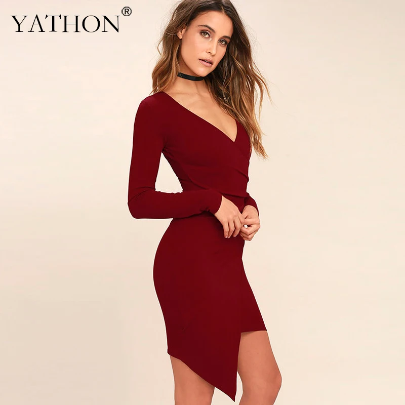 Yathon женские Повседневное коктейльное вечерние Bodycon Платья для женщин Элегантный