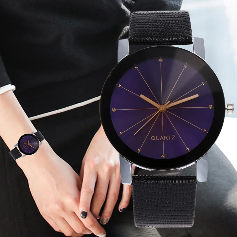 Часы минимализм простые кварцевые часы для мужчин и женщин кожаный ремешок