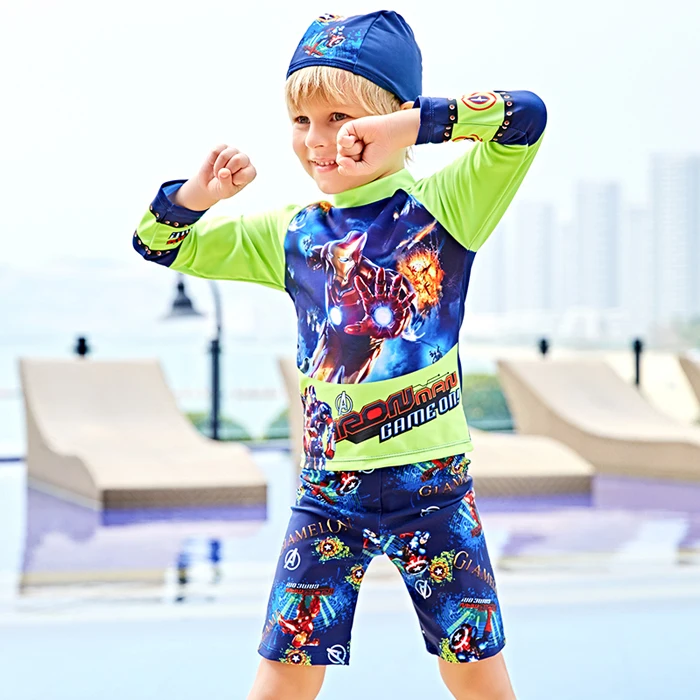 Children Swimsuit Boy Long Sleeve Swimwear Kids Anti-UV Baby Boys Two Piece Bathing Suits Swimming Suit 2019 | Спорт и развлечения