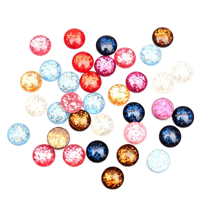 12 мм смолы прозрачные бусины микс блестящие круглые украшения ремесла Flatback