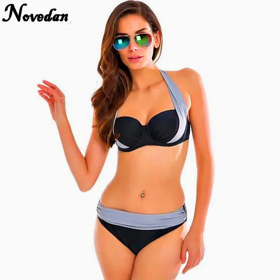 2017 Новый сексуальный супер пуш-ап Холтер с высокой талией бикини размера плюс