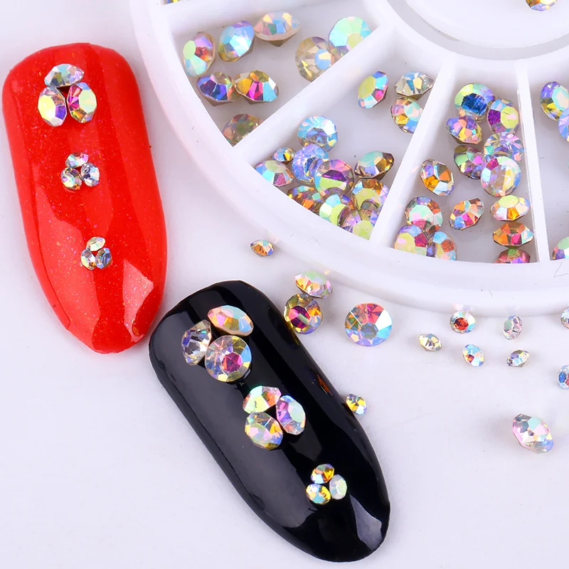Blueness 1Wheel 3D Glitter Mix Size Crystal Design Nail Art Rhinestones For Nails UV Gel Accessories Manicure Decorations ZP192|rhinestones for