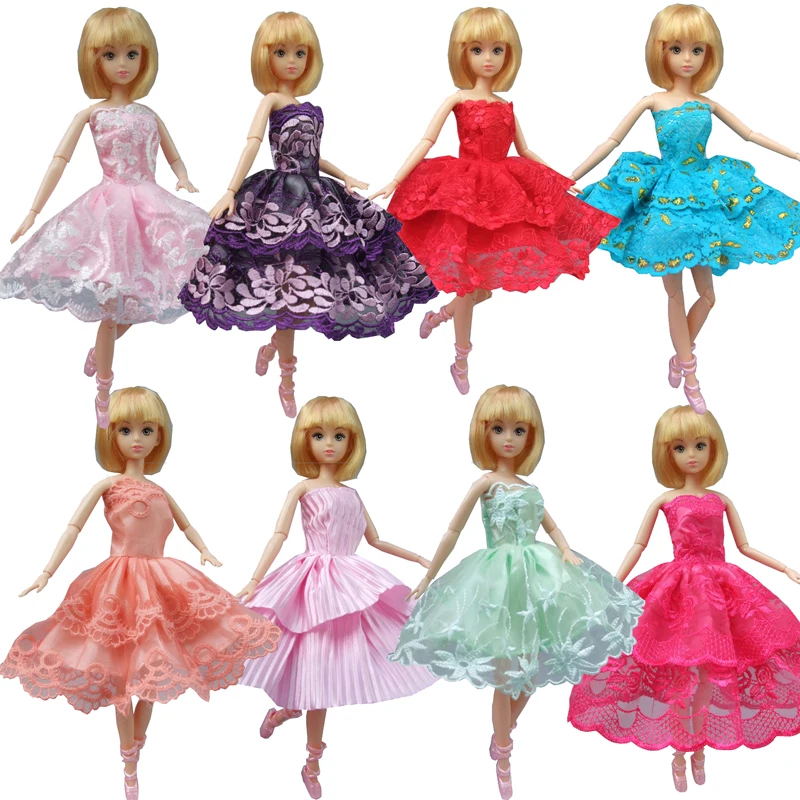 

New children girls gift baby kids present 5pcs/set Fashion Skirt Mini dress for Barbie Doll dress