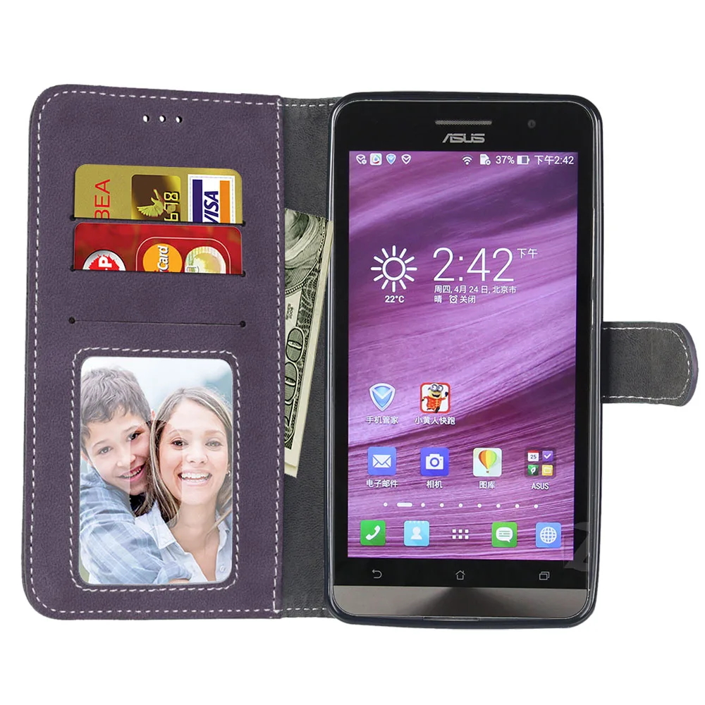 Luxury Multifunction 3 Card Slot Case For Asus ZenFone 2 Laser ZE500KL ZE550KL ZE601KL Matte Wallet 5 6 | Мобильные телефоны и
