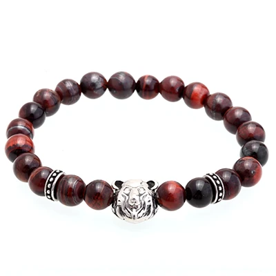 Bear bracelet Мужской браслет с черепом, мужские стальные браслеты с черепом, серые амулет с бусами из натурального камня, браслеты и браслеты, ювелирные изделия для мужчин, подарок - Окраска металла: Bear bracelet