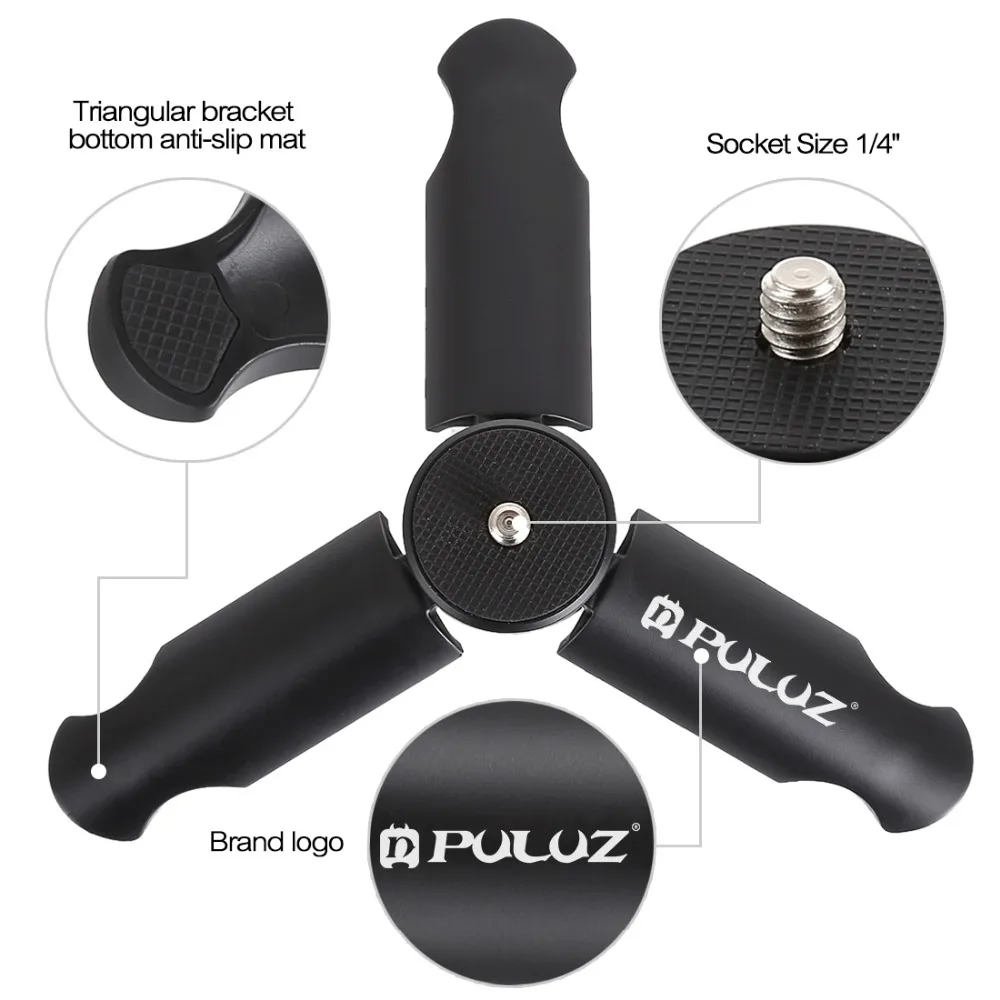 PULUZ смартфоны штатив мини портативный складной Пластиковый штатив+ горизонтальная/вертикальная съемка металлический зажим& Холодный башмак для сотового телефона