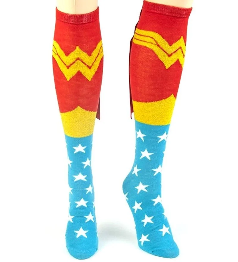 Чулки до колена Wonder Woman унисекс с вырезом лодочкой, блестящие чулки Супермена