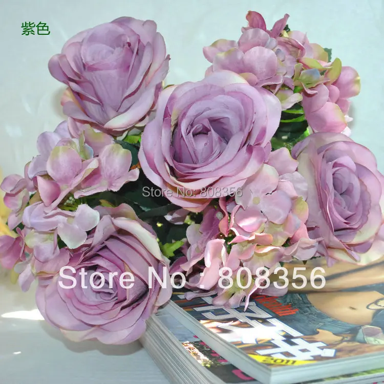 Новинка 6 шт./лот 32 см/12 дюйма длина искусственное моделирование роза Гортензия 7