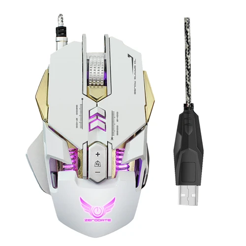 White Проводная USB E-sport мышь, компьютерная мышь, эргономичная 7 кнопок, дышащая подсветка, игровая 3200 точек/дюйм, оптическая мышь, белая игровая мышь - Цвет: White