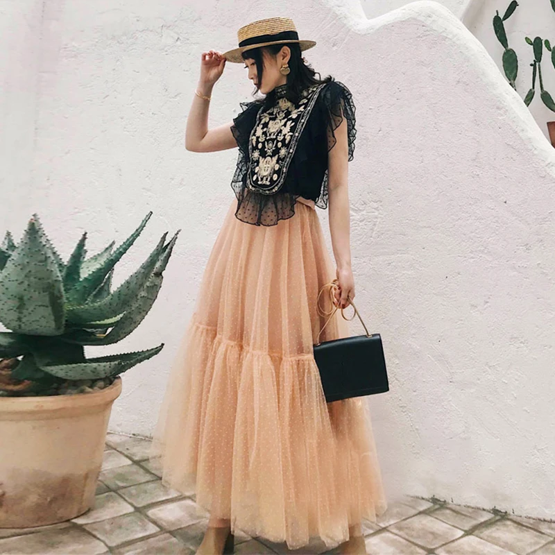 VGH повседневная женская рубашка в горошек с высоким воротником вырезами на