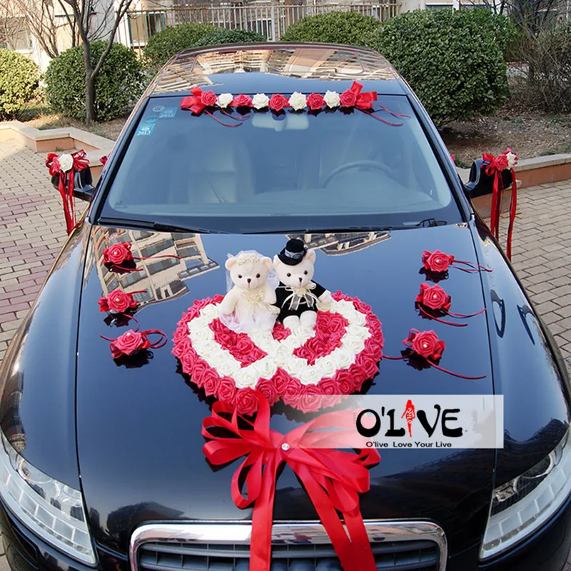 Artificial Flowers Wedding Car Decoration Sets Wedding Decoration Flowers Foam Roses Decorative Wreath DIY Customized Wholesale