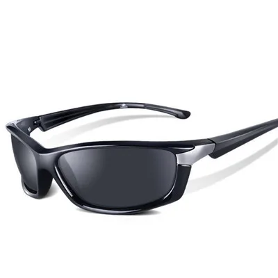Bright black Ywjanp, мужские Поляризованные армейские очки, спортивные солнцезащитные очки для вождения, UV400, для рыбалки, мужские тактические солнцезащитные очки, стимпанк, для мужчин, Gafas - Цвет линз: Bright black