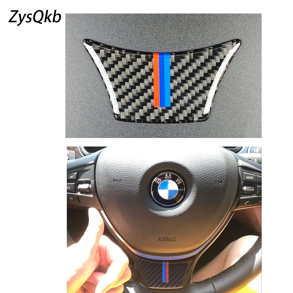 Углеродного волокна руль Стикеры м полосы эмблема 3D автомобиля для bmw F10 F01 F07 5 series