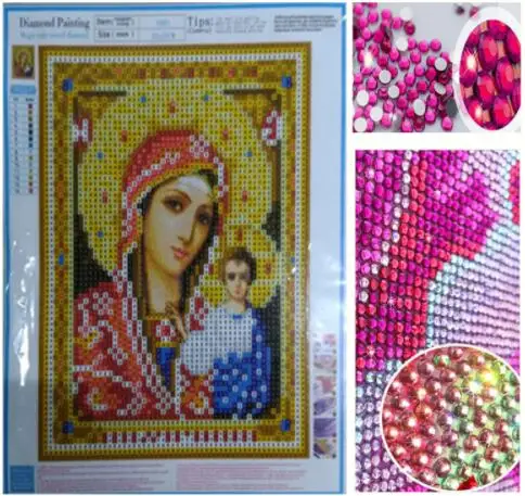DIY Алмазная вышивка религиозные иконы кристалл круглая алмазная живопись религиозный набор портрет Вышивка крестом Рукоделие Декор RR15