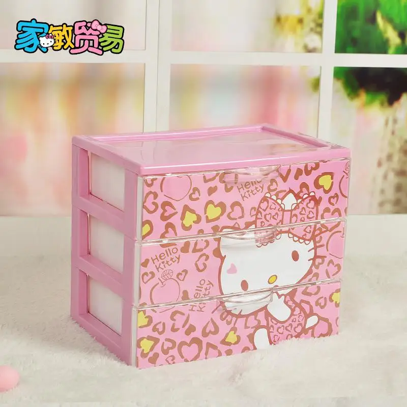 Рисунок «Hello Kitty» ресивер Три Слои ящик для хранения ювелирных изделий косметический - Цвет: S Leopard