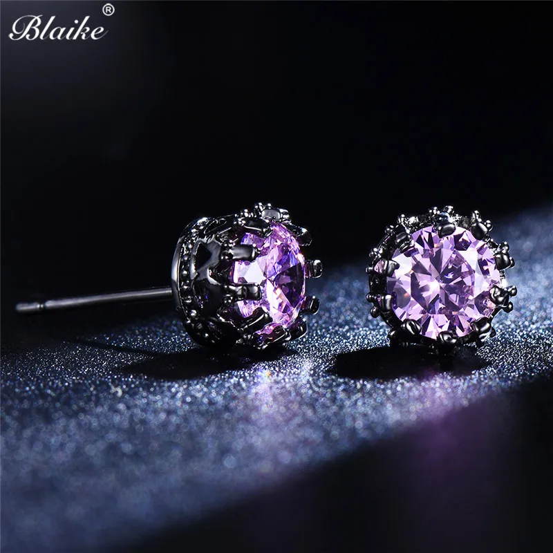 Blaike Boutique маленькие розовые/фиолетовые циркониевые серьги гвоздики для женщин в