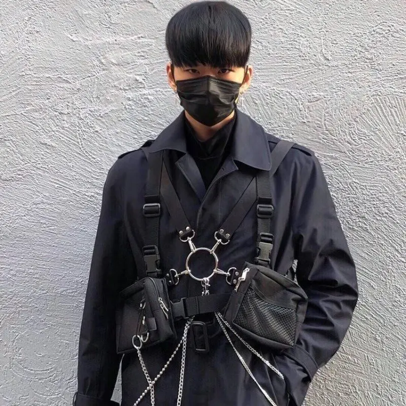 

Hot Selling Chest Front Bag Hip Hop Streetwear Functional Waist Packs Bag Adjustable Tactical Shoulder Chest Rig Running Bag