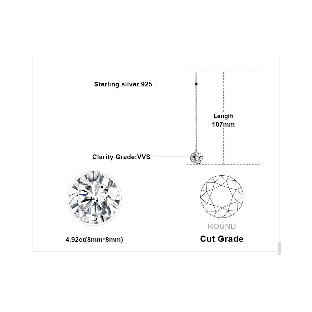 Jewelrypalace Круглый Мода 8 мм 5.0ct связаны Серьги Подлинная стерлингового серебра 925 новинка для Для женщин Красивые ювелирные изделия
