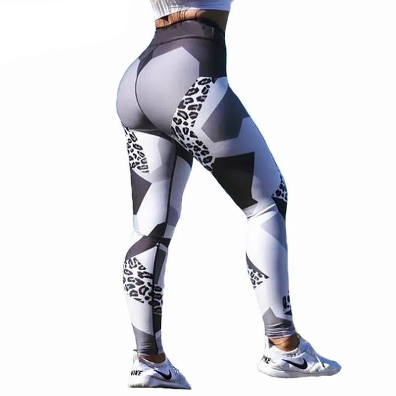

NORMOV Casual Leggings Women Fitness High Waist Elastic Push Up Leopard Printed Patchwork Ankle Length Spandex Leggings