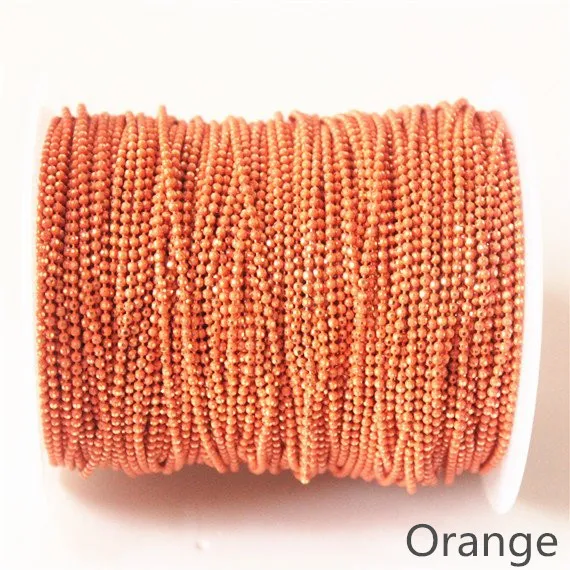 orange (Y3) 1 рулон шариковой мерцающей цепи на латуни, 21 цвет, 1,5 мм браслет ожерелье шар цепь, кисточка цепь, анти-тарнихи, высокое качество 100 ярдов - Цвет: orange (Y3)