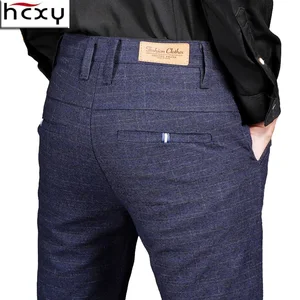 Новинка Осень 2021, модные мужские повседневные брюки HCXY, высококачественные брендовые деловые брюки, Мужская одежда, хлопковые деловые брюки для мужчин