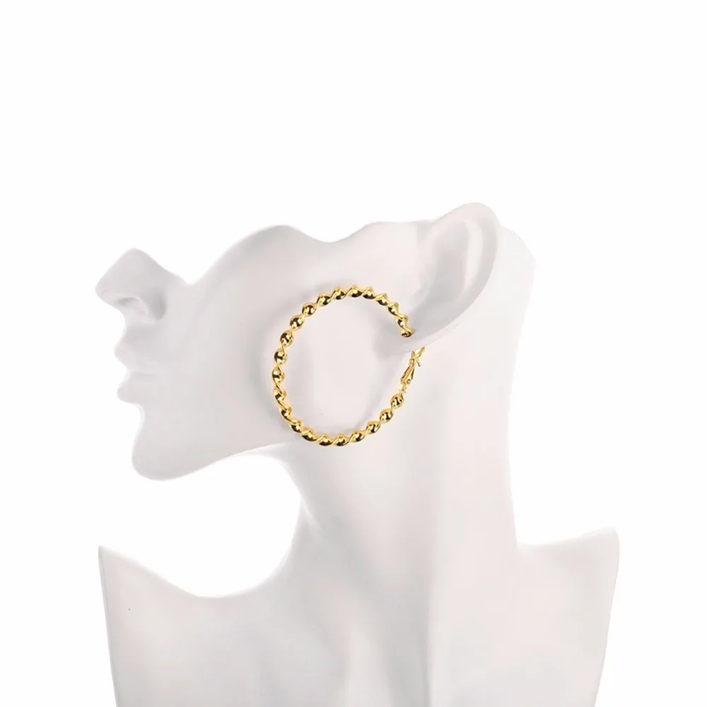 5CM Big Round Circle Hoop Earrings Gold Color Classic Twisted Statement Women Romantic Gift Trendcy Fashion Jewelry | Украшения и