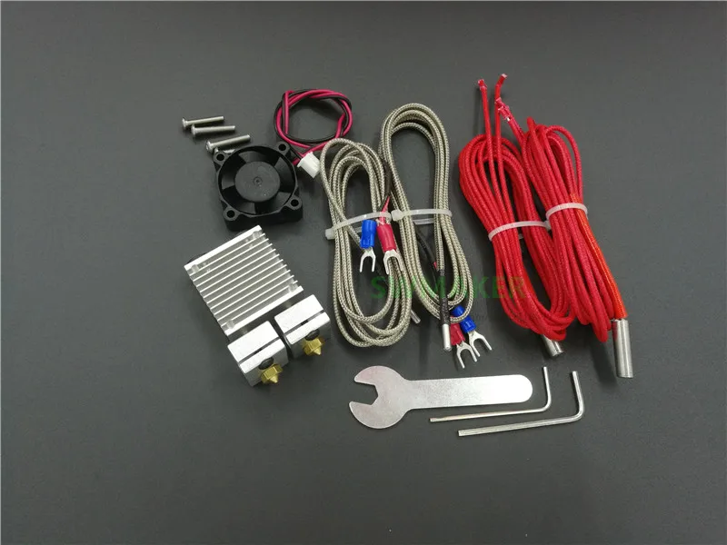 Chimera Plus+ Двойная Экструзионная головка 2 в 2 из V6 hotend комплект с кабелем термопары и обновленная головка раковина для 3D-принтера запчасти