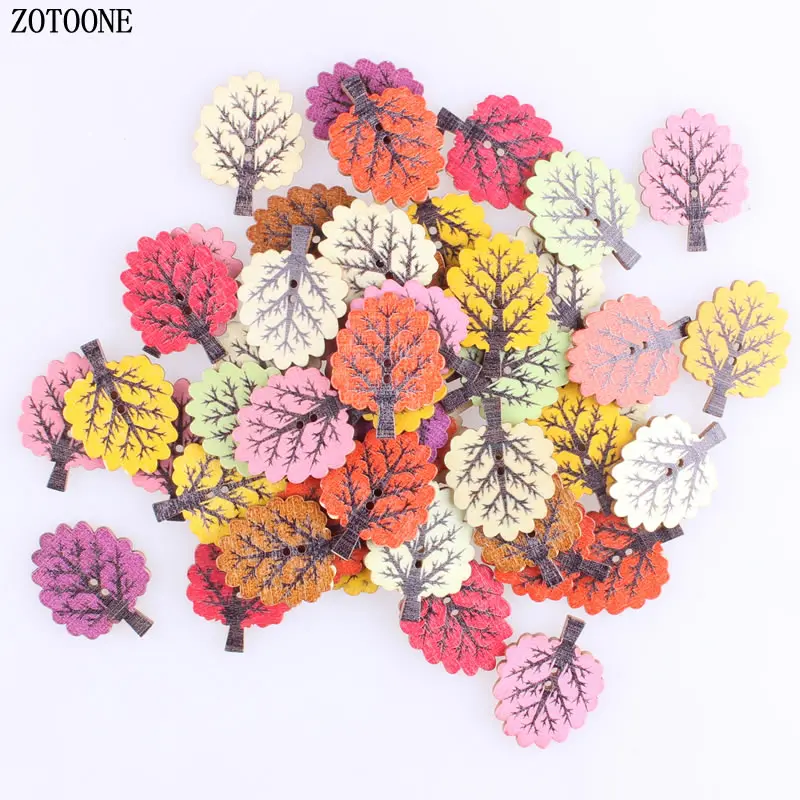 ZOTOONE 100 шт Смешанные случайные красочные деревья деревянные пуговицы в форме 2