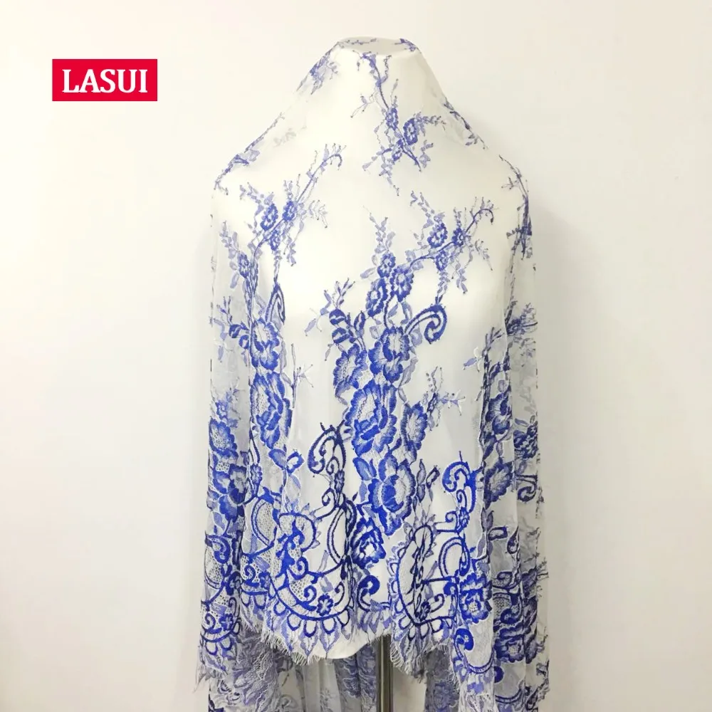 LASUI 1,5 м* 3 м = 1 лот изысканной роскоши 2 цвета craft уникальный и благородный синий и белый толстый высокая-конец торжественное платье ткань C0076