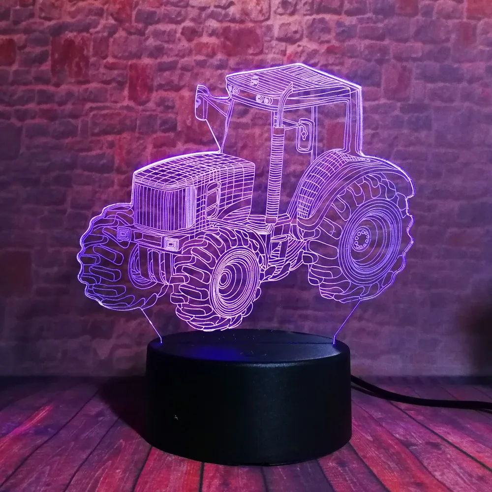 Креативный 3D динамический трактор автомобиль 7 цветов изменение цвета USB