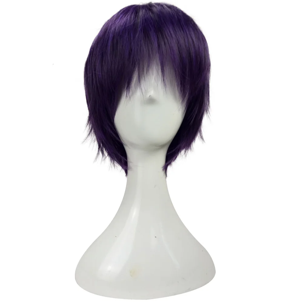 HAIRJOY синтетические волосы Noragami Yato фиолетовый парик для косплея короткие прямые парики термостойкие 6 цветов - Цвет: purple