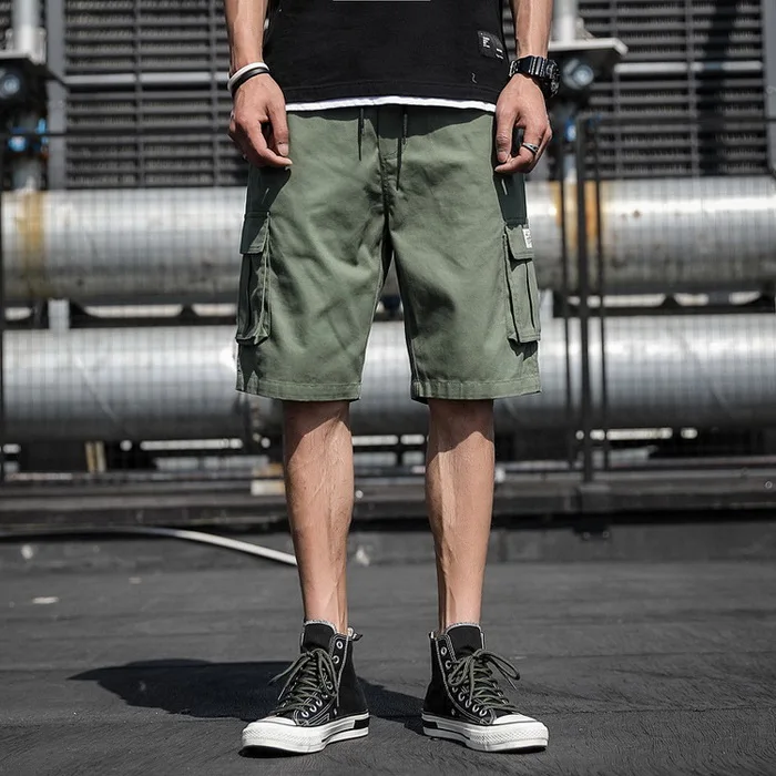Solid Army Green Мужские камуфляжные военные карго шорты, летние хлопковые шорты, мужские свободные шорты с несколькими карманами, мужские повседневные Бермуды, GA346 - Цвет: Solid Army Green