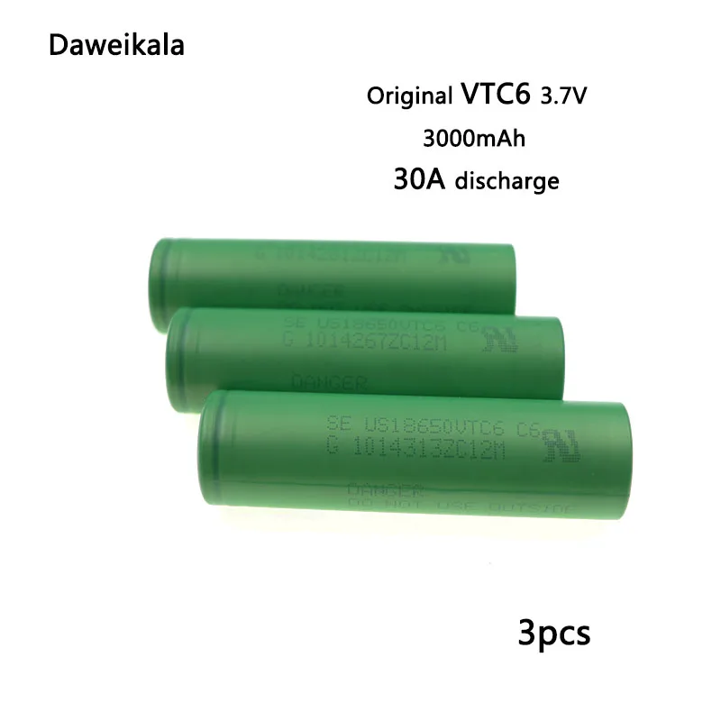 18650 VTC6 3 7 в 3000 мАч перезаряжаемая батарея для электронной сигареты 30A разряд +